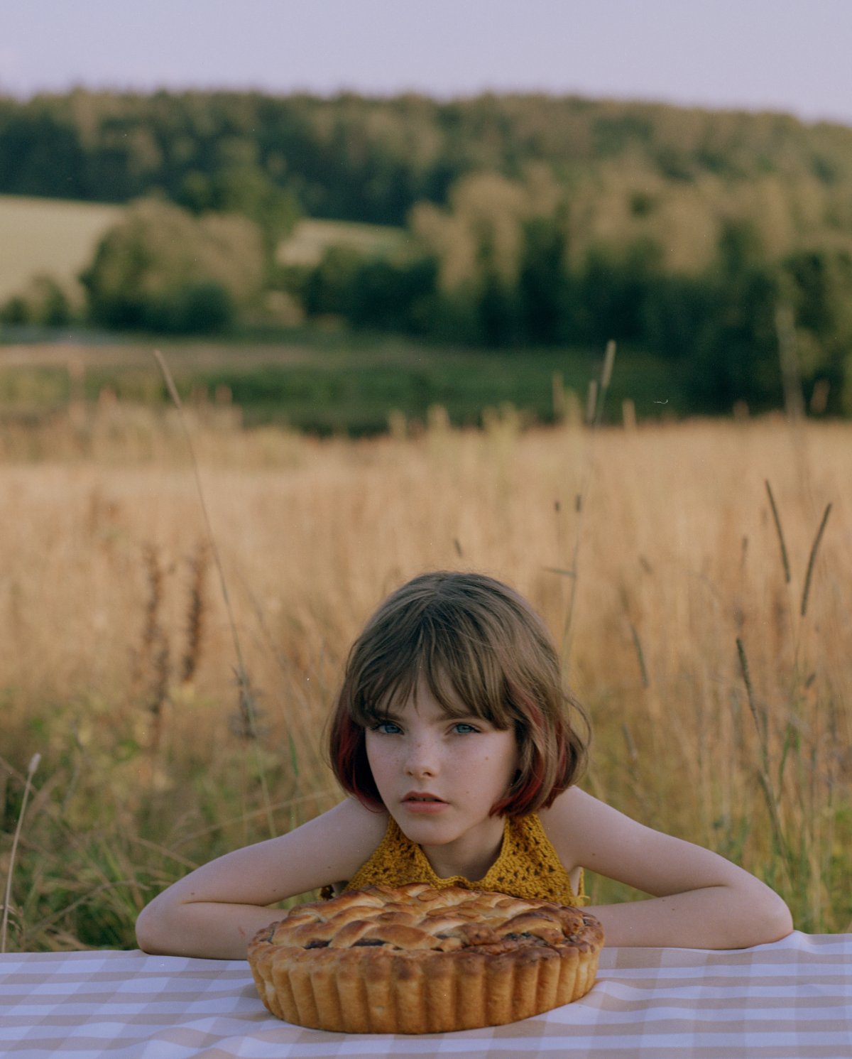 POLUSHA — campaign, girl with a pie in a summer field